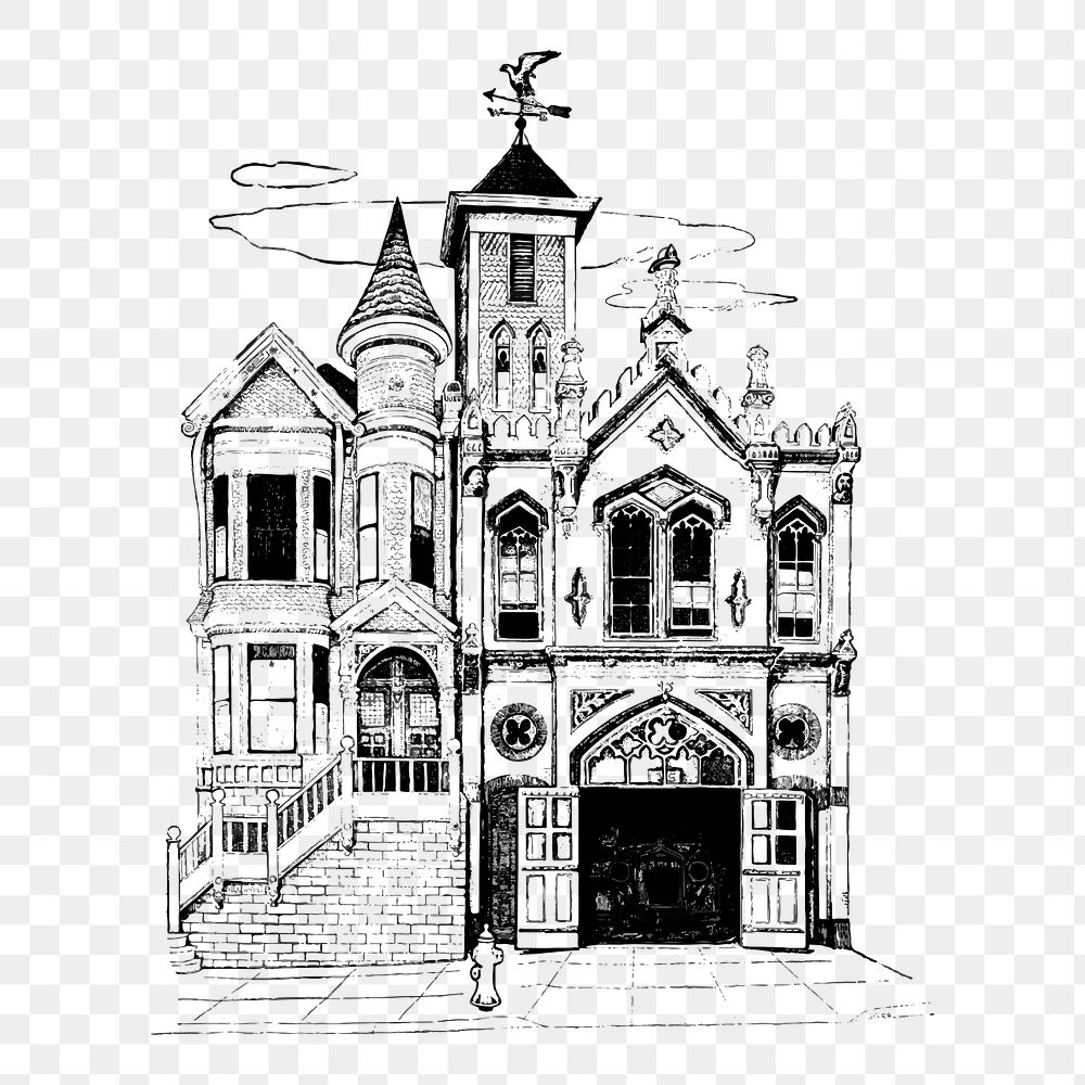 Victorian house png  illustration, transparent background. Free public domain CC0 image.