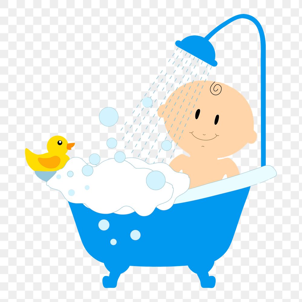 Baby bath png illustration, transparent background. Free public domain CC0 image.