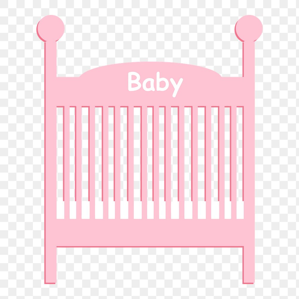 Pink crib png illustration, transparent background. Free public domain CC0 image.
