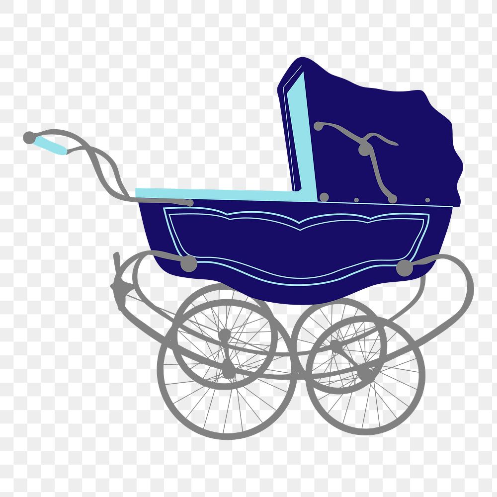 Baby stroller png illustration, transparent background. Free public domain CC0 image.