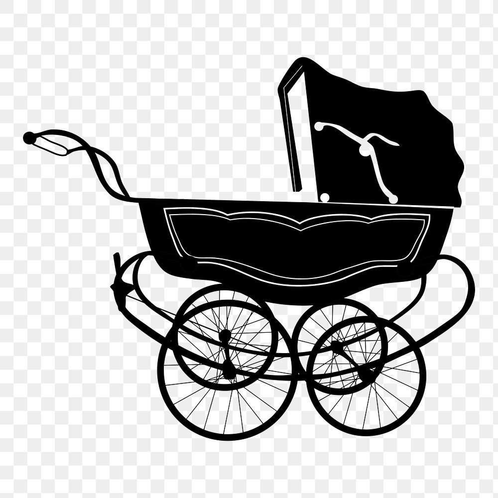 Baby stroller png  illustration, transparent background. Free public domain CC0 image.