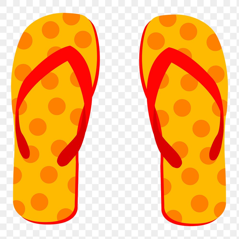 Orange flipflop png illustration, transparent background. Free public domain CC0 image.