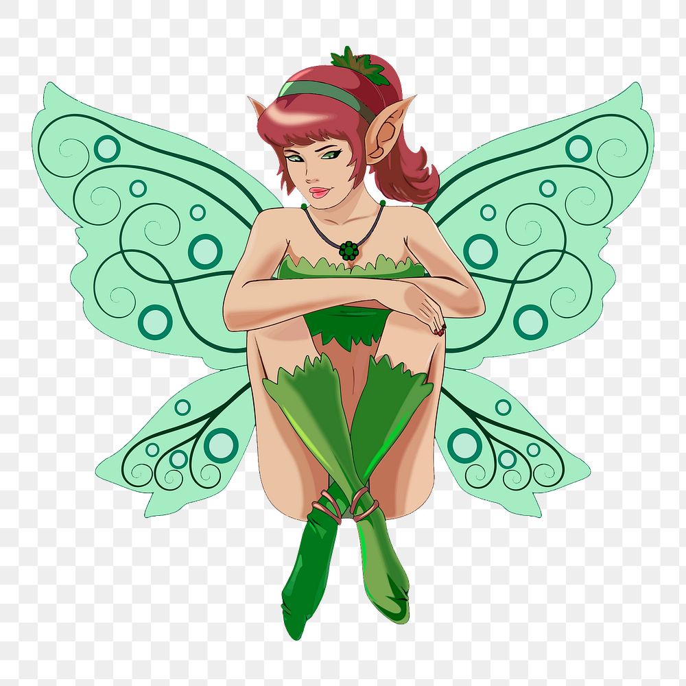 Green fairy png illustration, transparent background. Free public domain CC0 image.