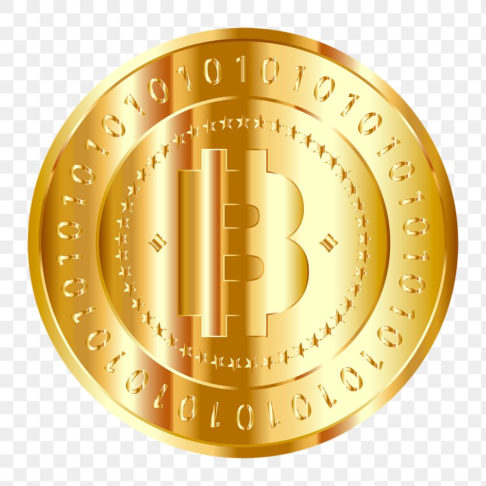 Bitcoin png illustration, transparent background. Free public domain CC0 image.
