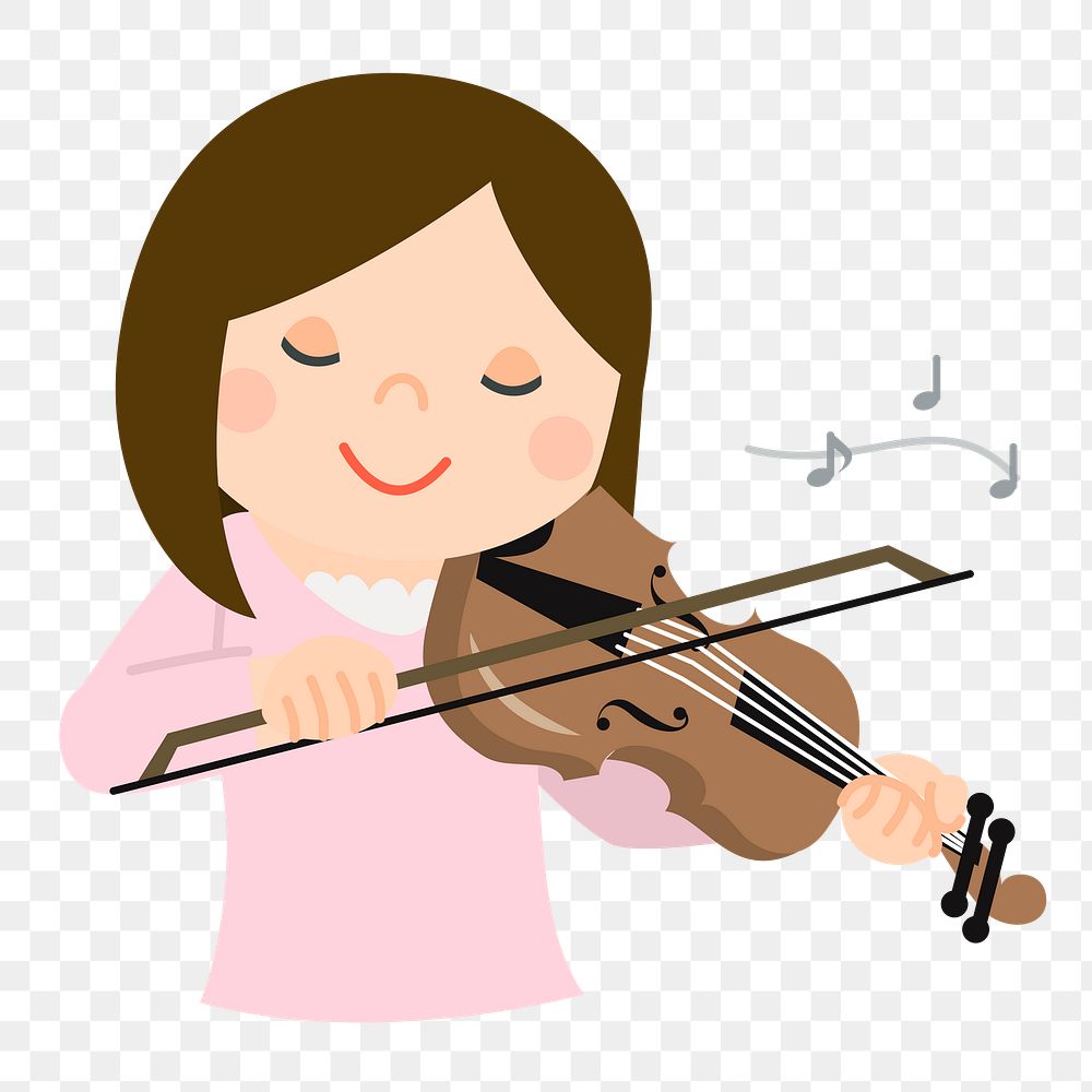 Girl playing violin png illustration, transparent background. Free public domain CC0 image.