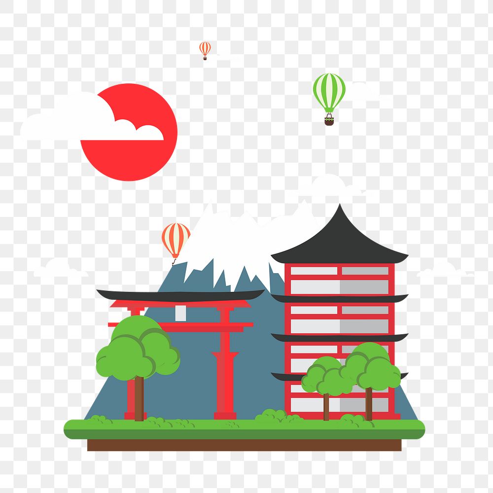 Japanese landmark png illustration, transparent background. Free public domain CC0 image.