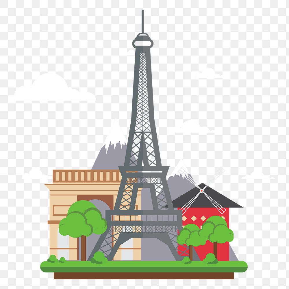 Eiffel Tower France png illustration, transparent background. Free public domain CC0 image.