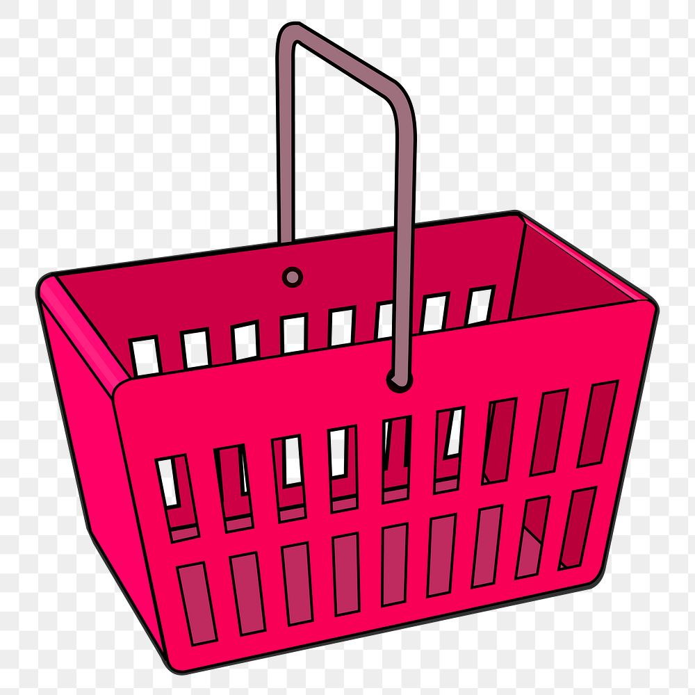 Red basket png illustration, transparent background. Free public domain CC0 image.