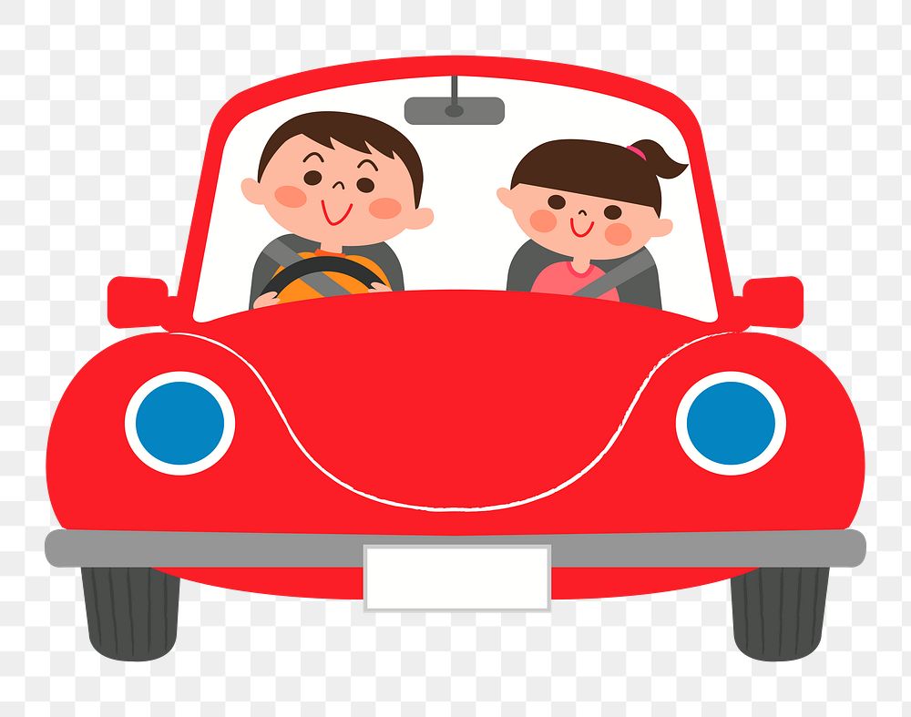 Couple road trip png illustration, transparent background. Free public domain CC0 image.