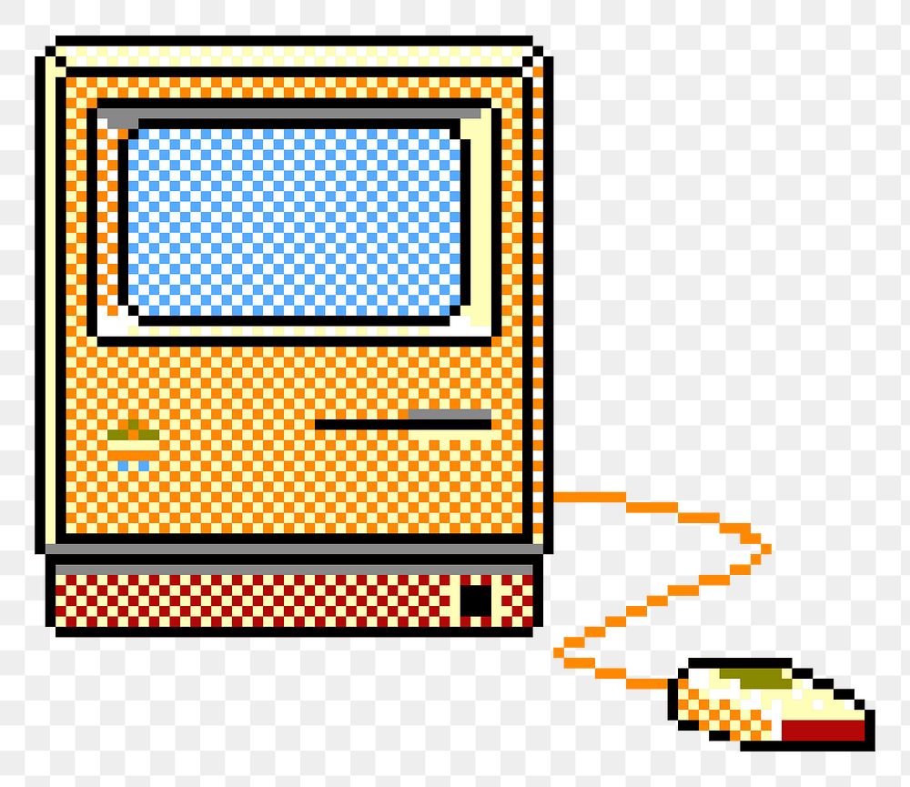 Computer pixel art png illustration, transparent background. Free public domain CC0 image.