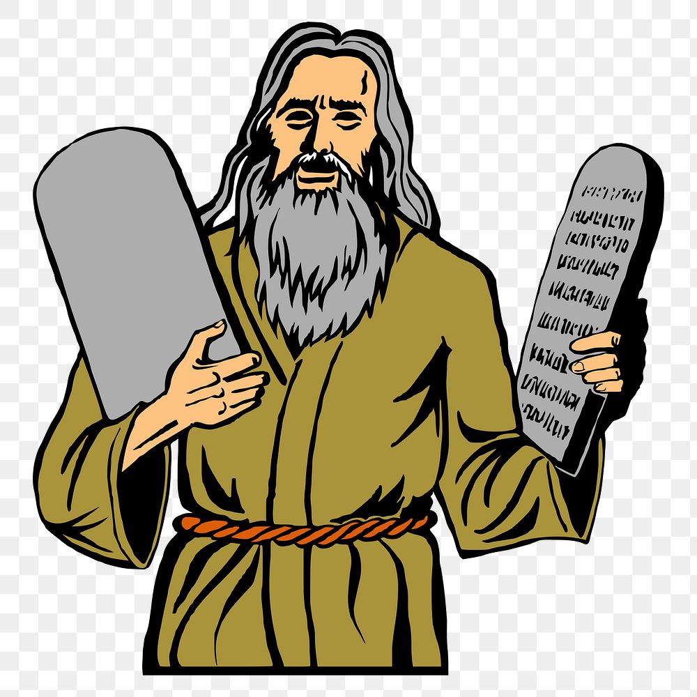 Moses and the ten commandments png illustration, transparent background. Free public domain CC0 image.