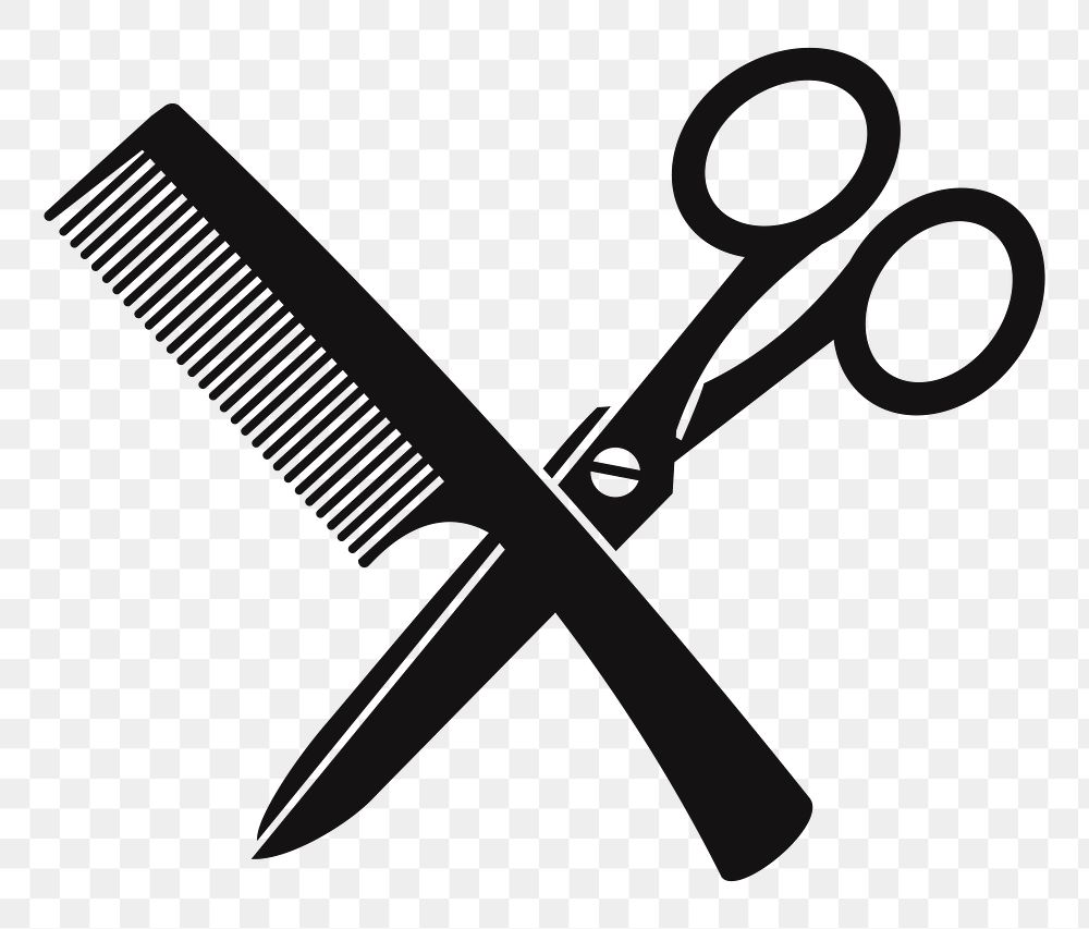 Comb and scissors png illustration, transparent background. Free public domain CC0 image.