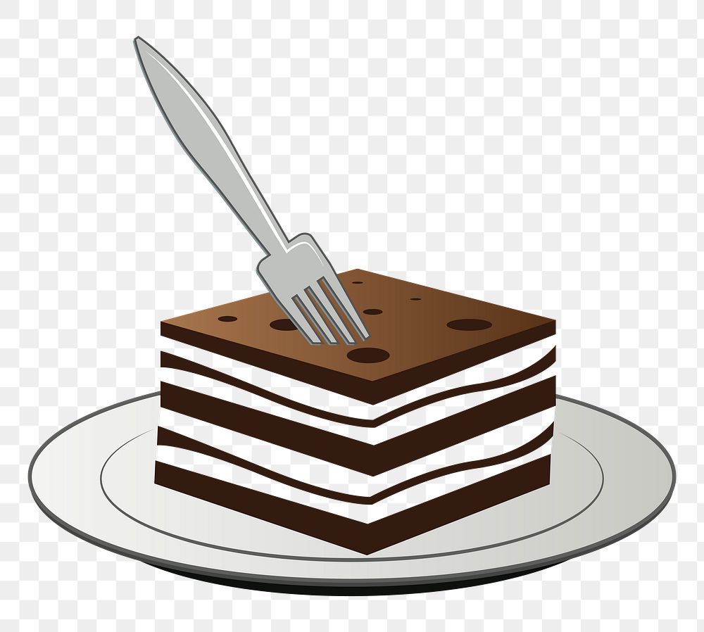 Chocolate layer cake png illustration, transparent background. Free public domain CC0 image.