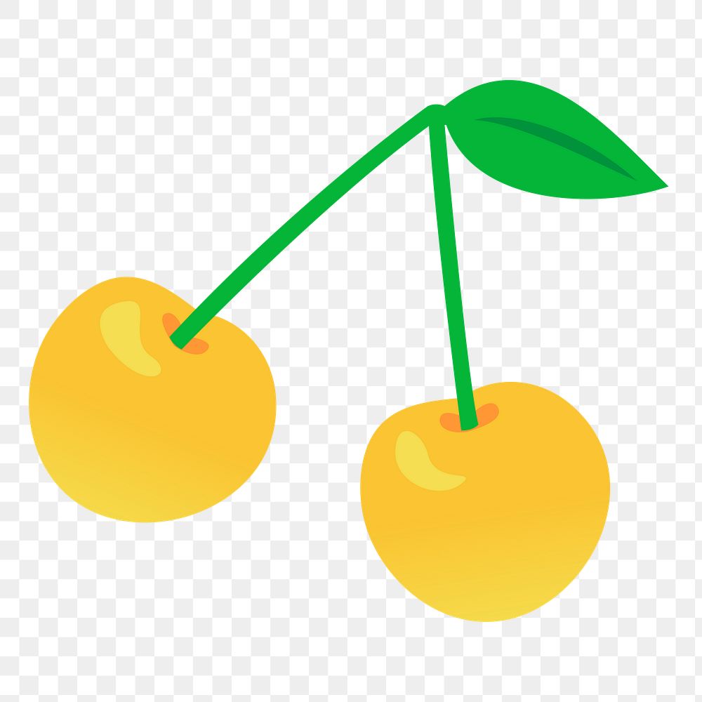 Yellow Cherries png illustration, transparent background. Free public domain CC0 image.