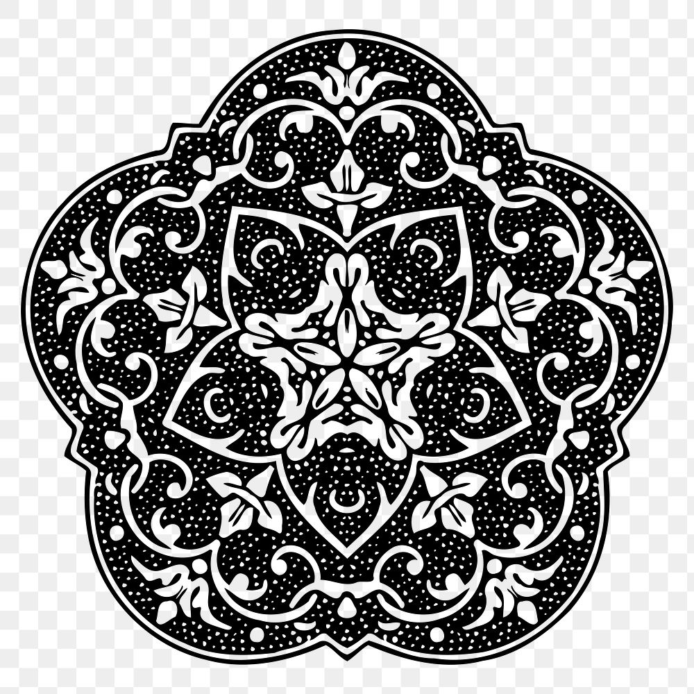 Folk floral pattern png illustration, transparent background. Free public domain CC0 image.