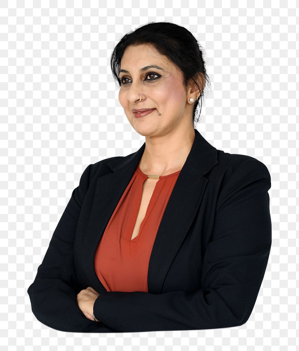 Png confident Indian businesswoman sticker, transparent background