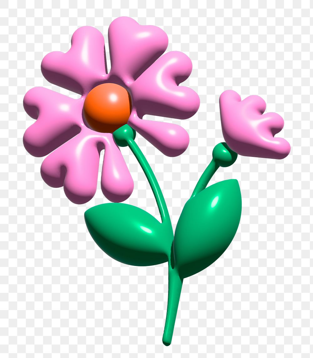 Png Pink 3D flower illustration, transparent background