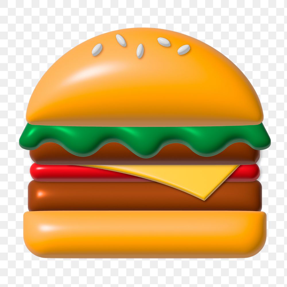 Burger 3D illustration png, transparent background