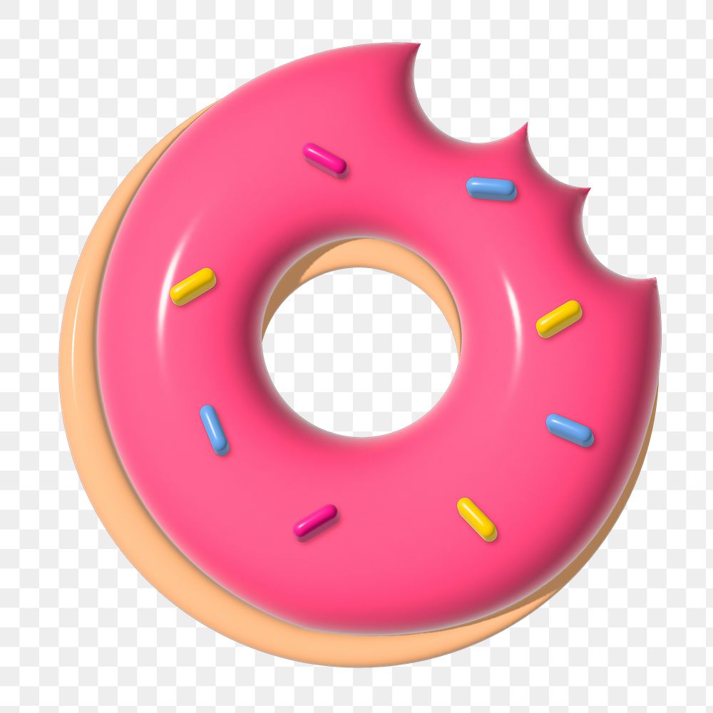 Donut 3D illustration png, transparent background