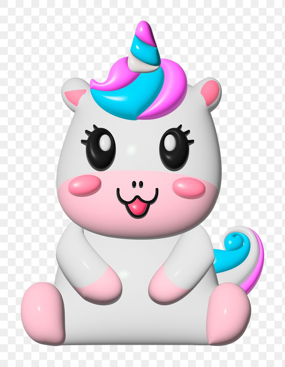 Unicorn 3D illustration png, transparent background