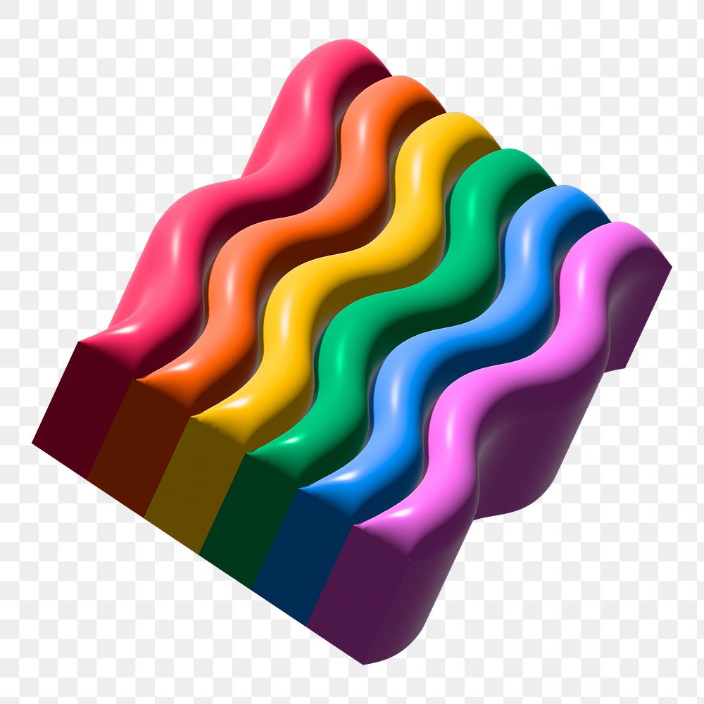 Png rainbow noodle 3D illustration, transparent background