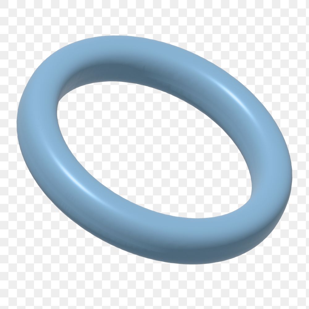 Png blue ring 3D illustration, transparent background