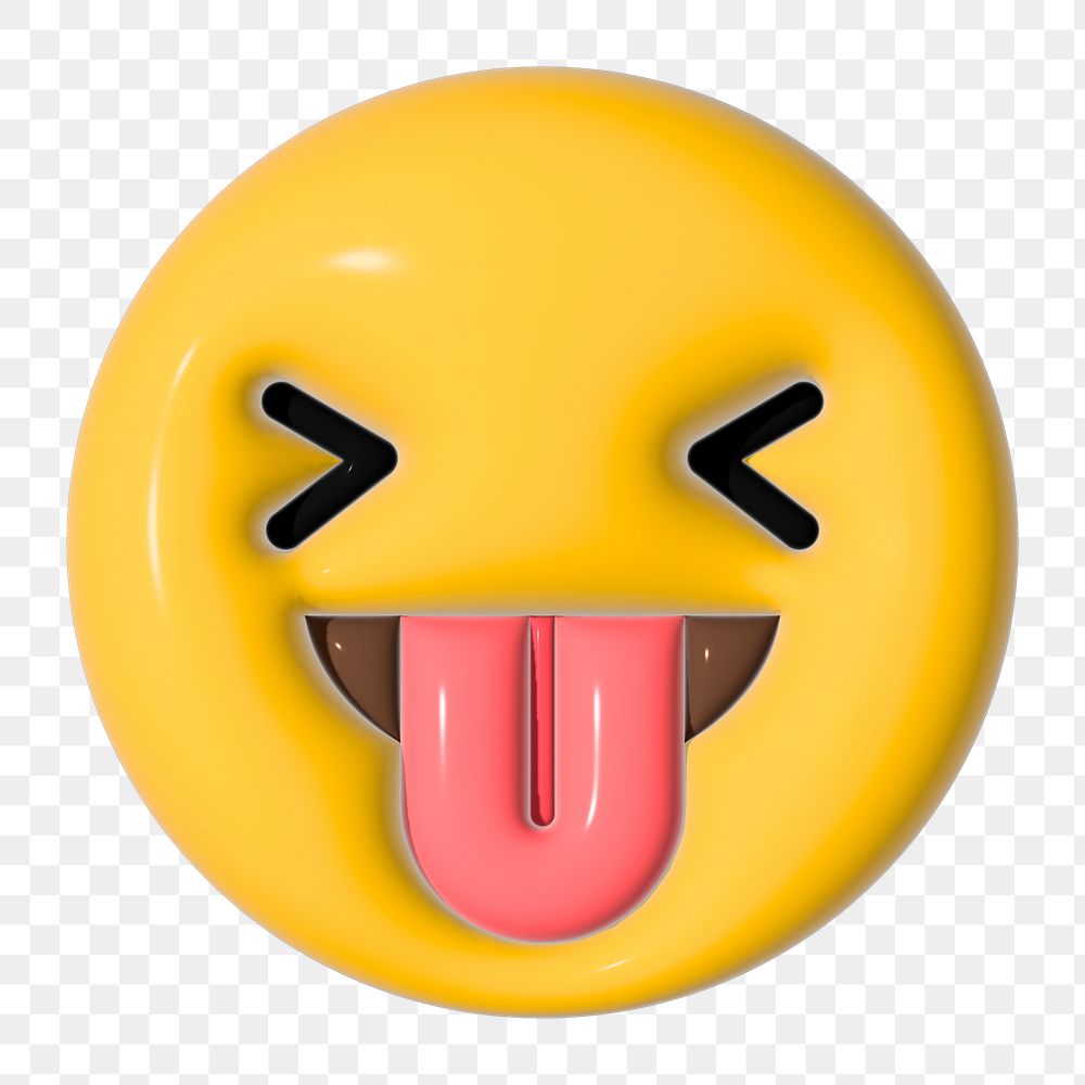 Tongue-out 3D emoticon png, transparent background