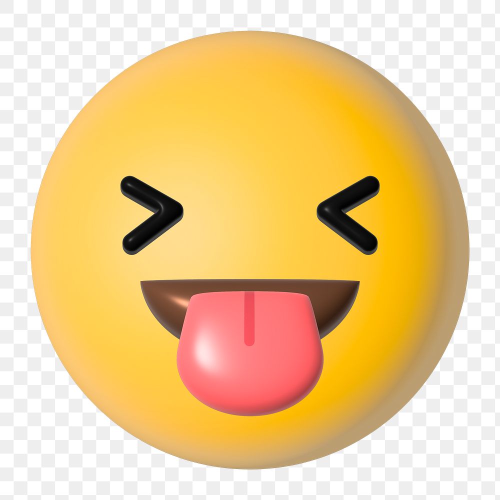 Tongue-out 3D emoticon png, transparent background