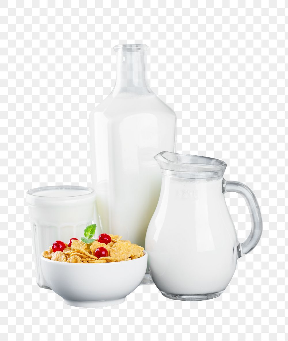 Milk & breakfast png sticker, transparent background