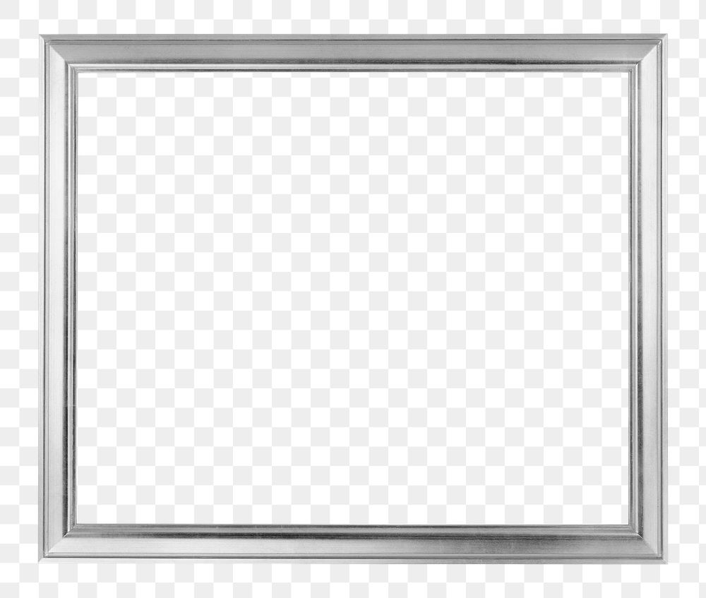 Silver frame png sticker, transparent background