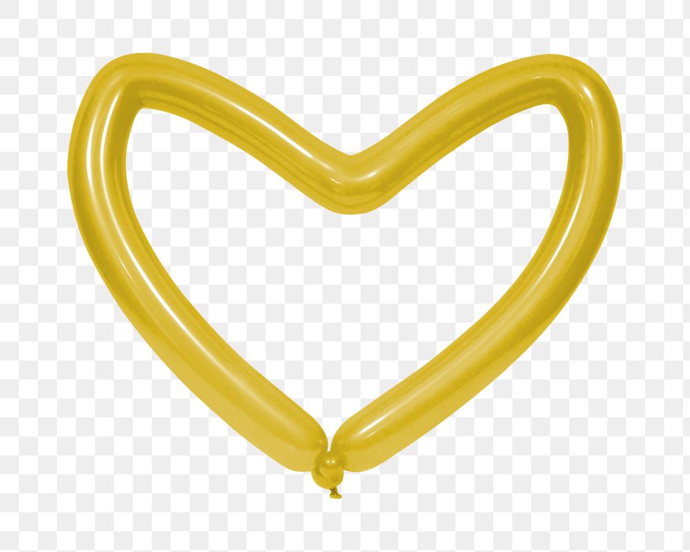 Yellow heart balloon png sticker, transparent background