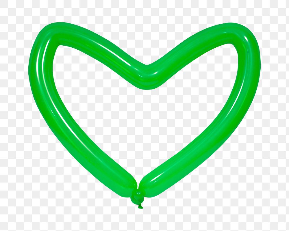 Green heart balloon png sticker, transparent background