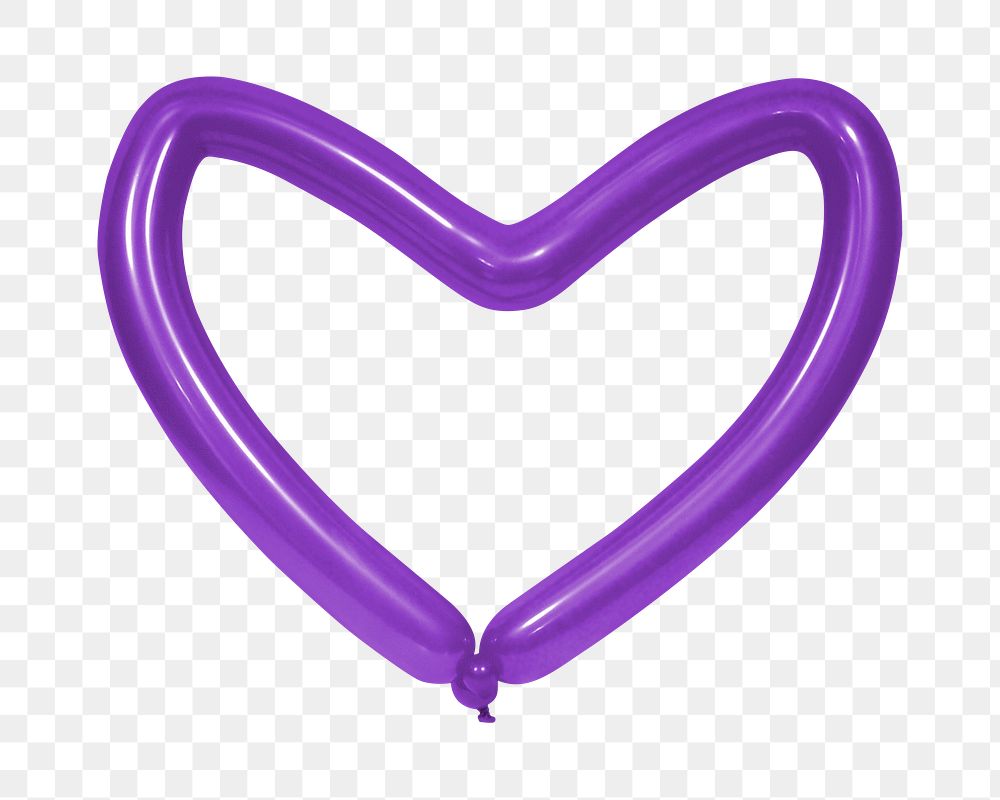 Purple heart balloon png sticker, transparent background