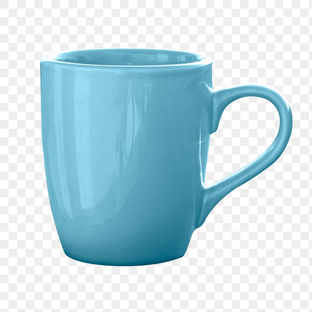 Blue mug png sticker, transparent background