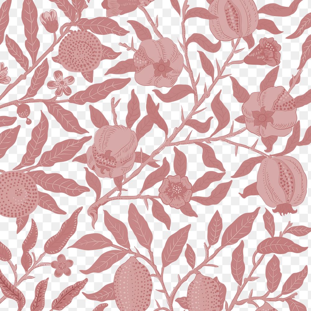 PNG William Morris's fruit pattern sticker, vintage pomegranate design, transparent background
