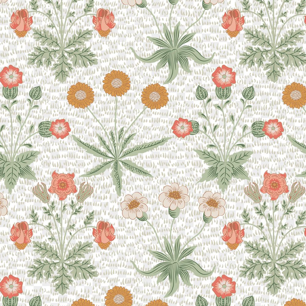 PNG William Morris's floral pattern sticker, transparent background