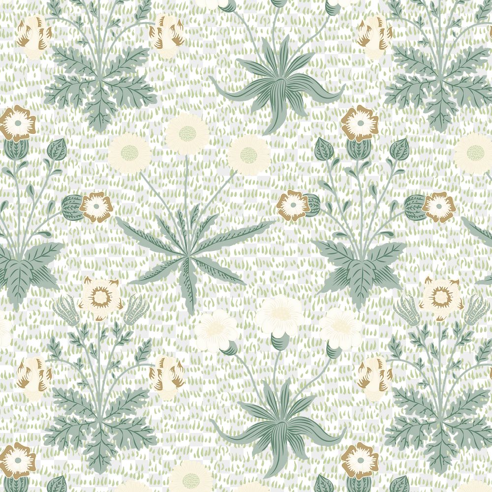 PNG William Morris's floral pattern, vintage design, transparent background