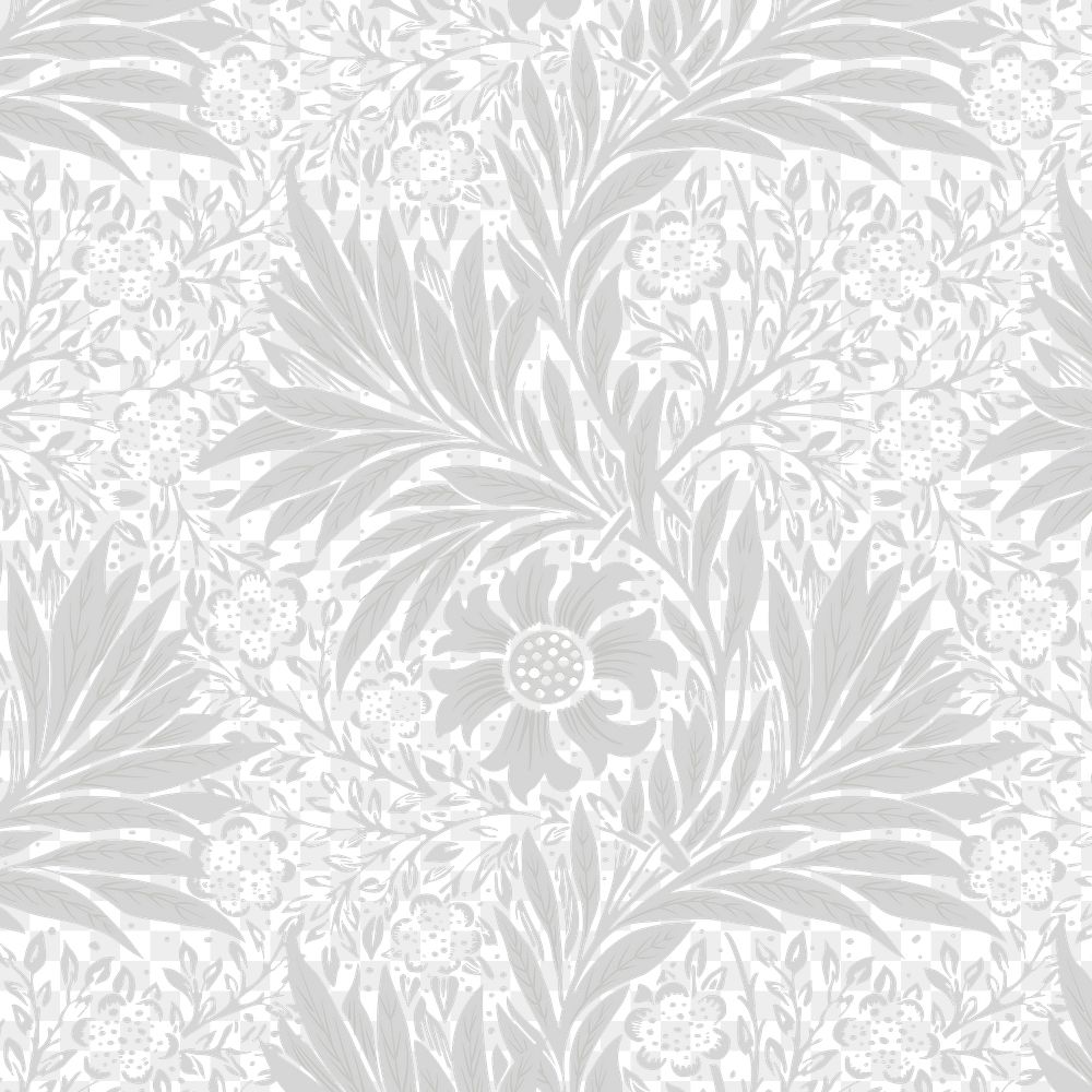 PNG William Morris's leaf pattern sticker, vintage floral design, transparent background