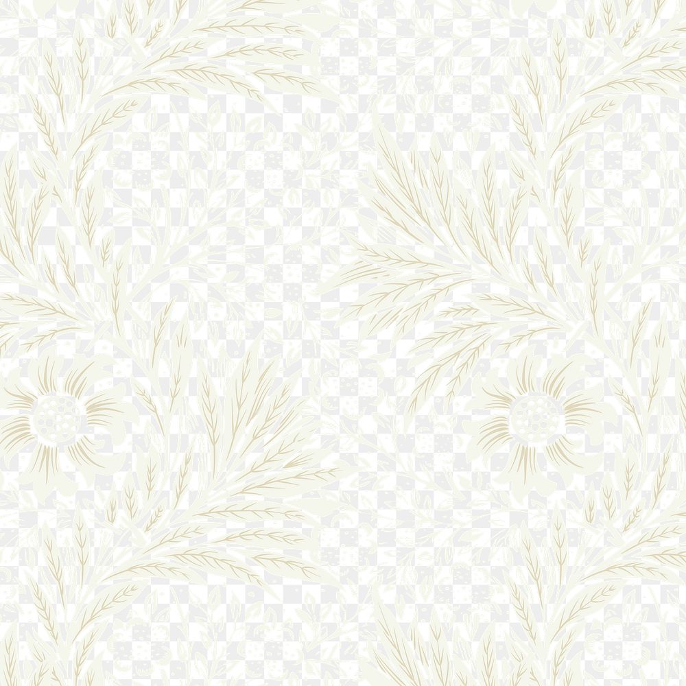 PNG William Morris's leaf pattern sticker, vintage floral design, transparent background