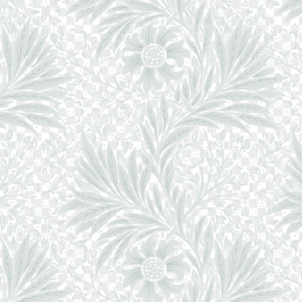 PNG William Morris's leaf pattern sticker, vintage floral design, transparent background