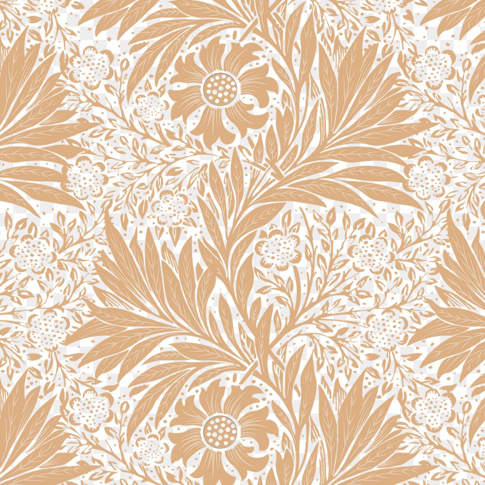 PNG William Morris's leaf pattern sticker, vintage floral design, transparent background