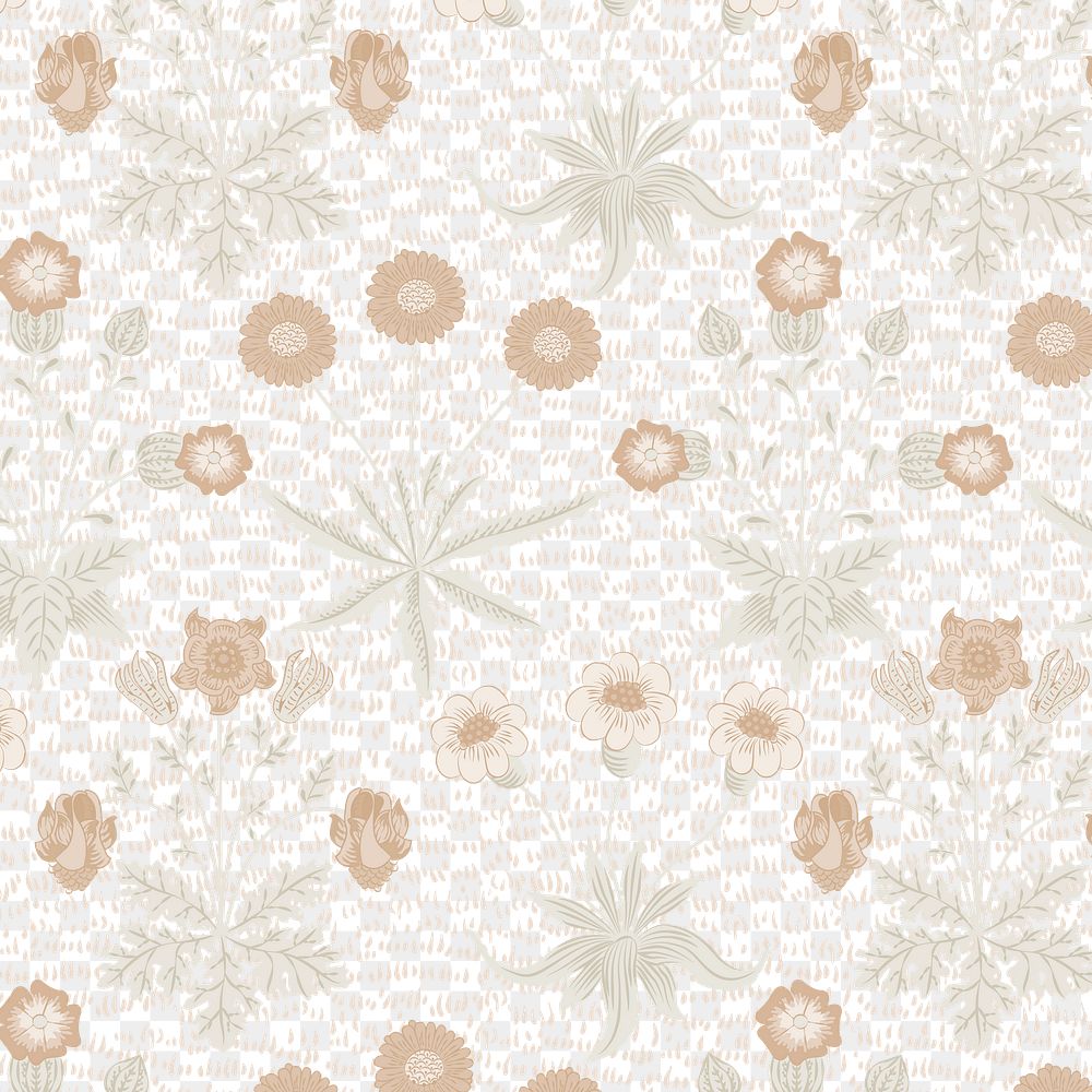 PNG William Morris's floral pattern, vintage design, transparent background