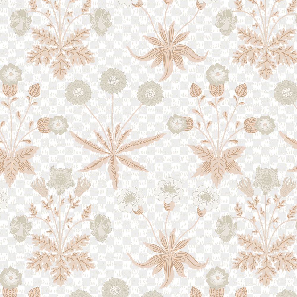 PNG William Morris's floral pattern, vintage design, transparent background