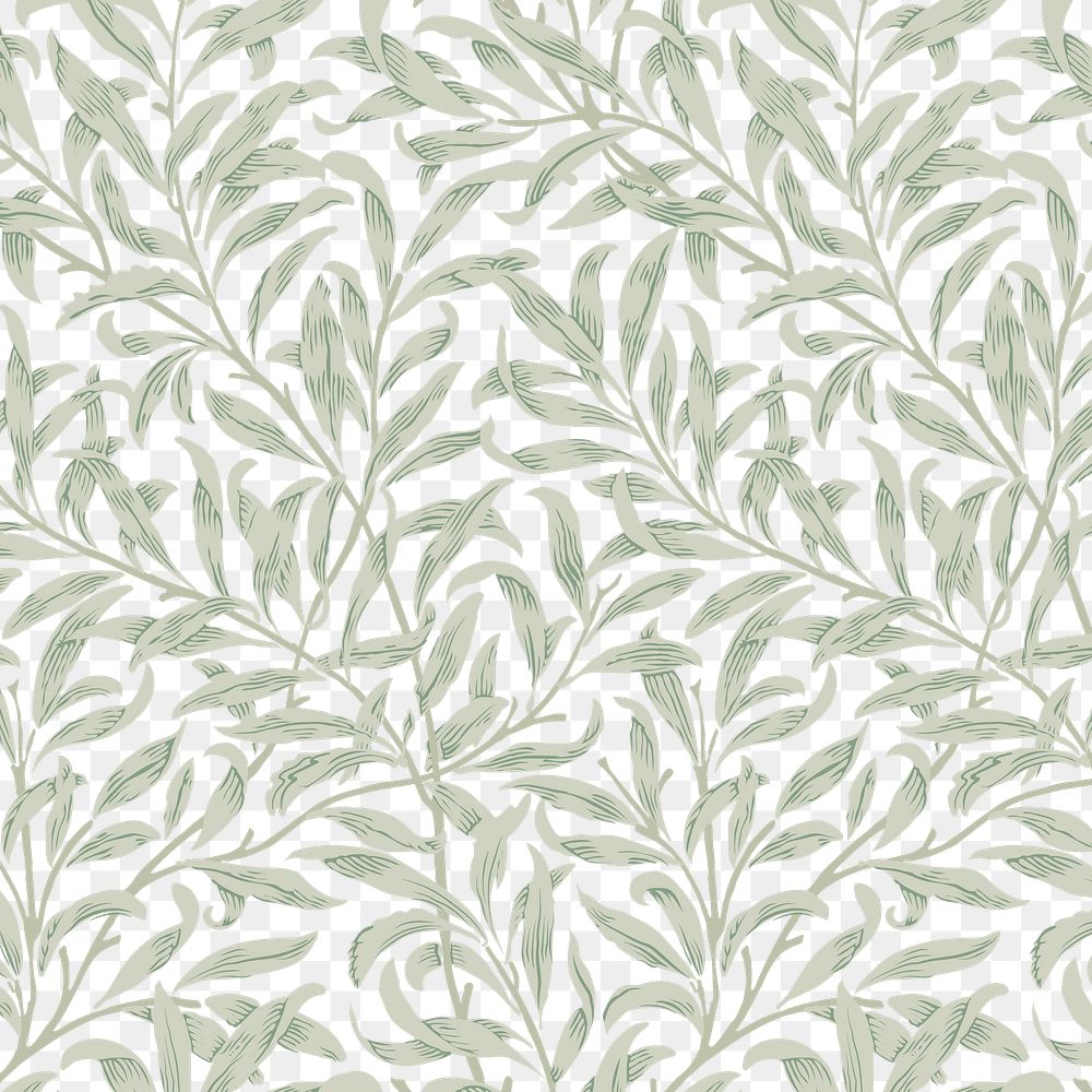 PNG William Morris's leaf pattern sticker, vintage floral design, transparent background