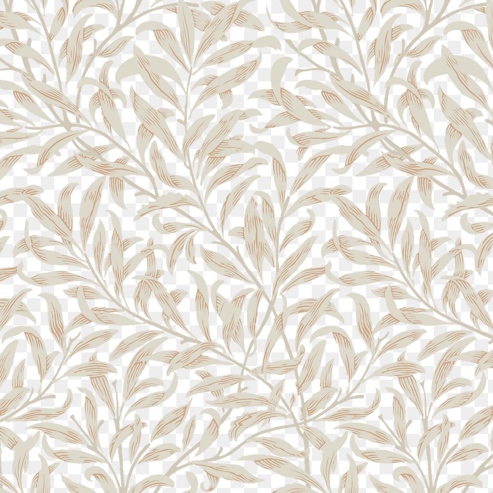 PNG William Morris's leaf pattern sticker, vintage floral design, transparent background