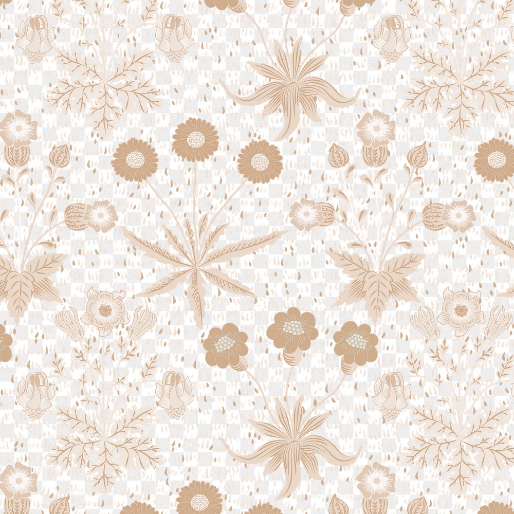 PNG William Morris's floral pattern, vintage design, transparent background