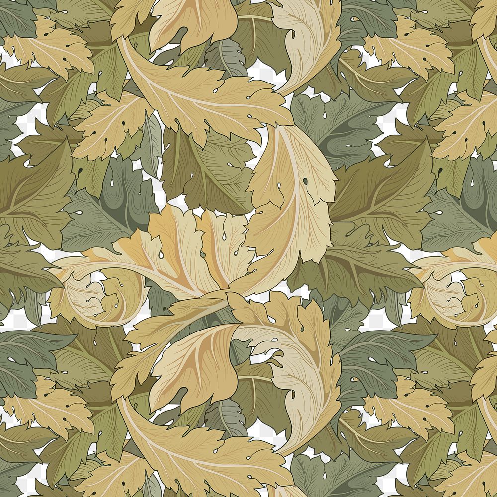 PNG William Morris's leaf pattern sticker, transparent background