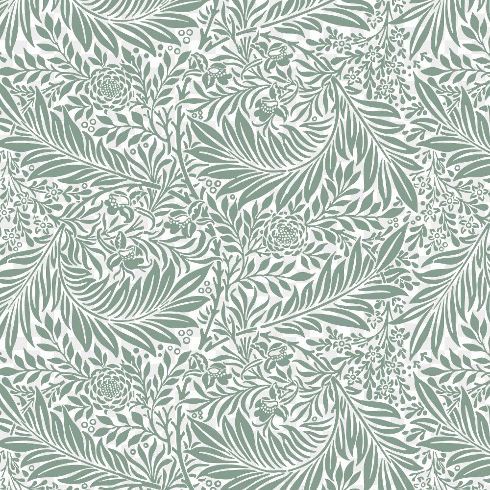 PNG William Morris's leaf pattern sticker, vintage floral design, transparent background