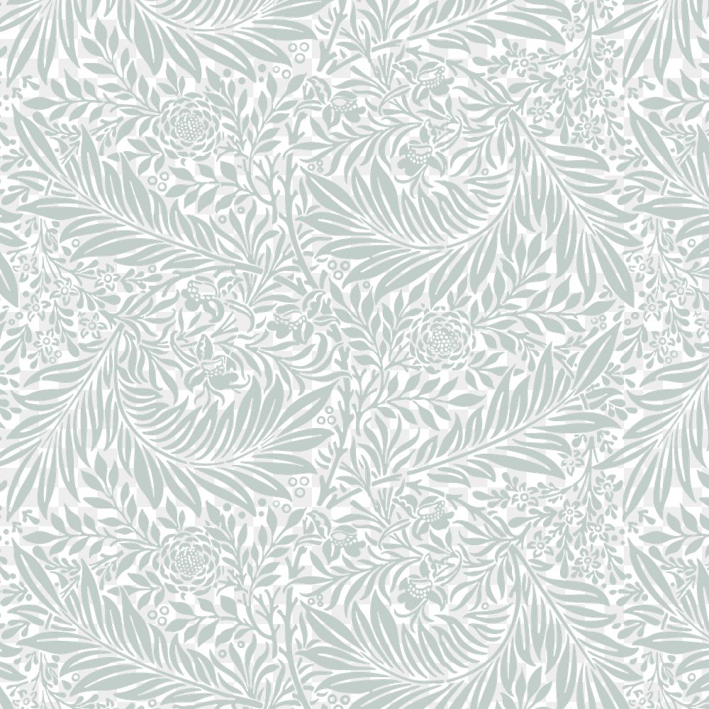 PNG William Morris's leaf pattern sticker, vintage floral design, transparent background