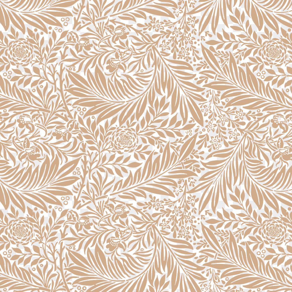 PNG William Morris's leaf pattern sticker, vintage floral design, transparent background